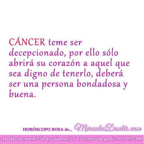 Horoscopo rosa de Cáncer